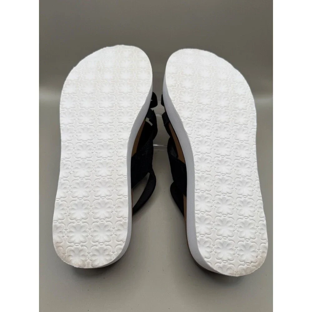 Skechers Luxe Foam Womens Slingback Platform Black White Sandals Size 9